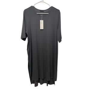 Eileen Fisher Lightweight Viscose Jersey round neck tunic graphite large NWT